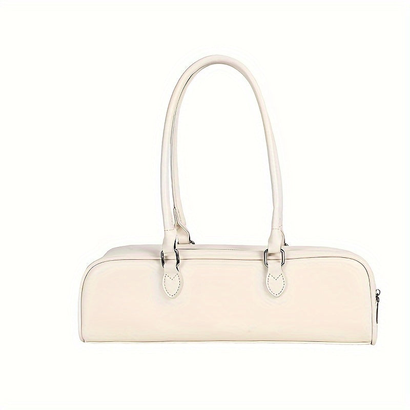 Premium Retro Baguette Bag - Crafted from PU Leather, Spacious Long Handbag with Secure Zipper Closure - Fashionable, Elegant, and Comfortable Shoulder Carry for Ladies