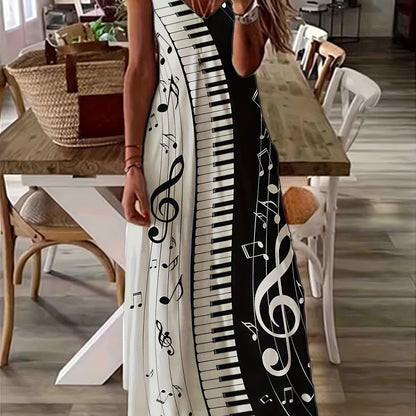 IKEARLAX Summer Elegance: Sexy Spaghetti Strap V-Neck Maxi Dress with Unique Print - Durable & Easy Care, Perfect for Any Occasion