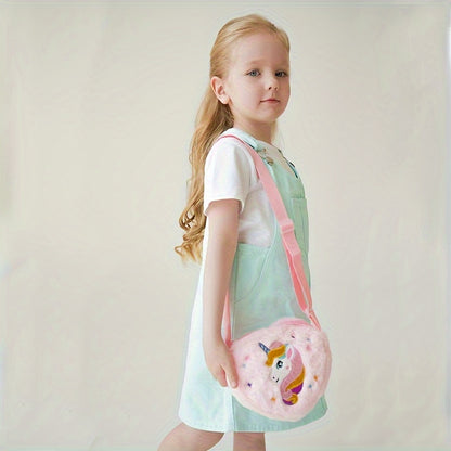 Adorable Plush Unicorn Shoulder Bag for Girls – Lightweight, Durable with Zip Pocket and Polyester Lining