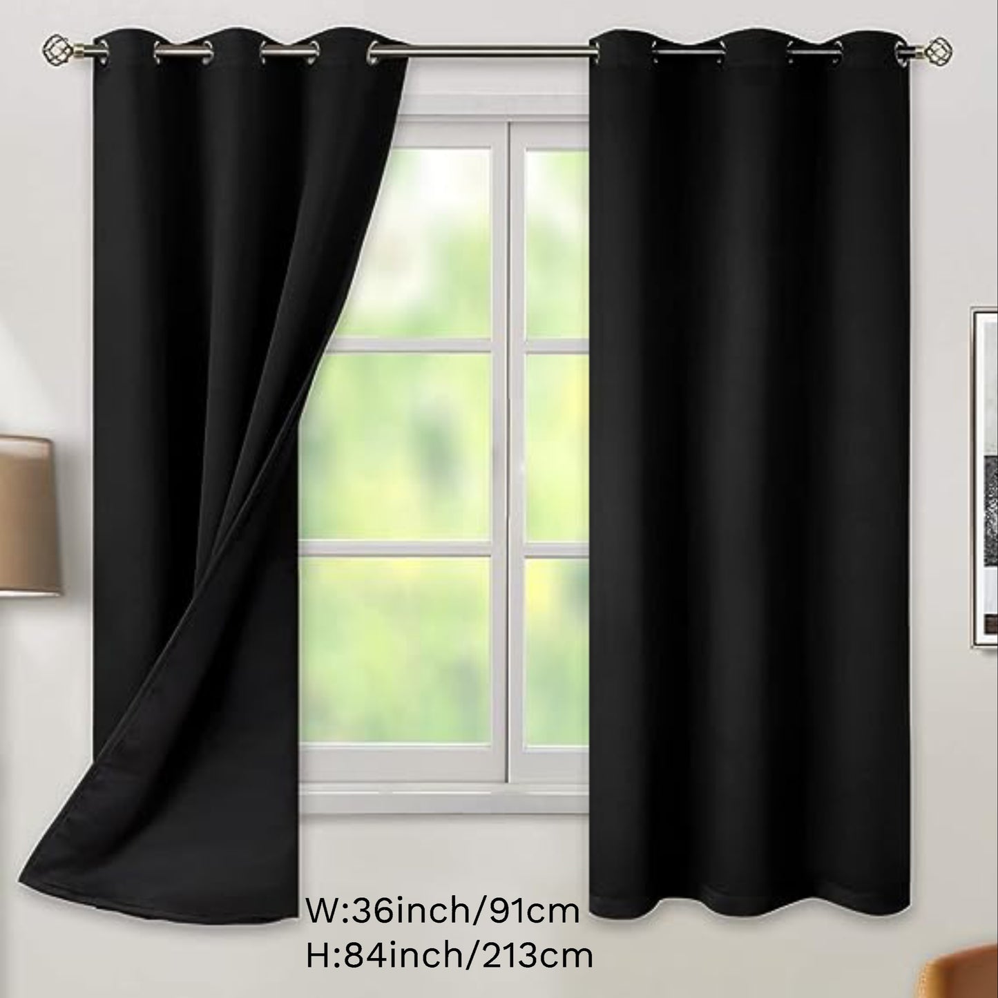 2 Panels Blackout Curtains Heat Insulation Curtain Panels With Coated Insulation Lining Suitable For Living Room, Bedroom, Kitchen, Bathroom, Home Decor, Room Decor