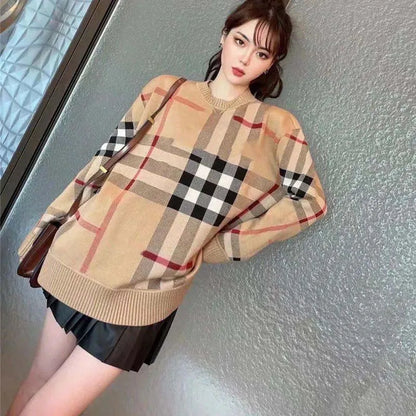 Famous designer women's high-quality sweater autumn round neck striped fashionable long sleeved women's high-end jacquard cardigan knitted sweater jacket