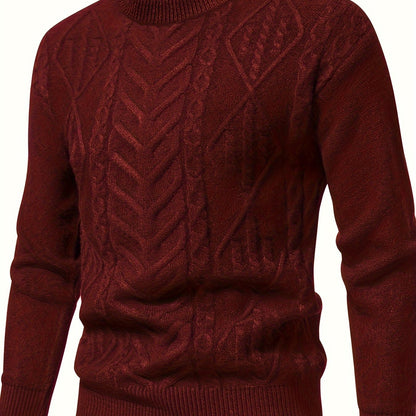 Stylish Solid Knit Pullover Sweater - Soft, Breathable, Mid-Stretch, Crew Neck, Long Sleeve, Casual Top for City Walk, Street Hanging, Outdoor Activities, Everyday Wear - Perfect for Men's Fashion