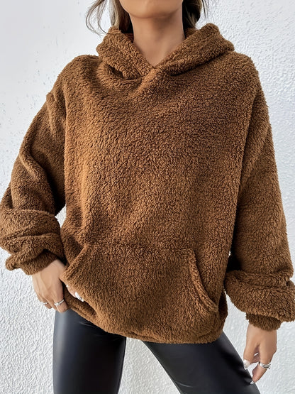 Cozy Womens Bear Ear Plush Hoodie - Comfy Long Sleeve Sweatshirt with Stylish Pockets - Premium Casual Wear for Everyday Fashion