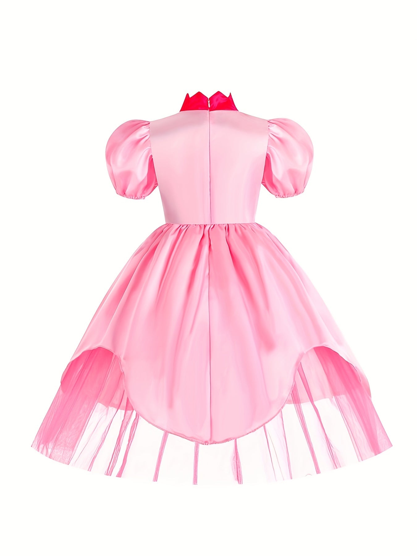 Princess Dress - Elegant Puff Sleeve Tulle Ruffle Decorated Performance Dress for Girls, Perfect for Halloween, Holiday Party, Prom, and Birthday Celebrations