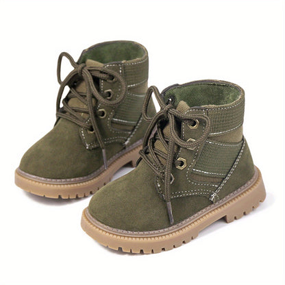 Classic Lace Up Boots For Boys Kids, Comfortable Non Slip Boots For Indoor Outdoor Travel, All Seasons