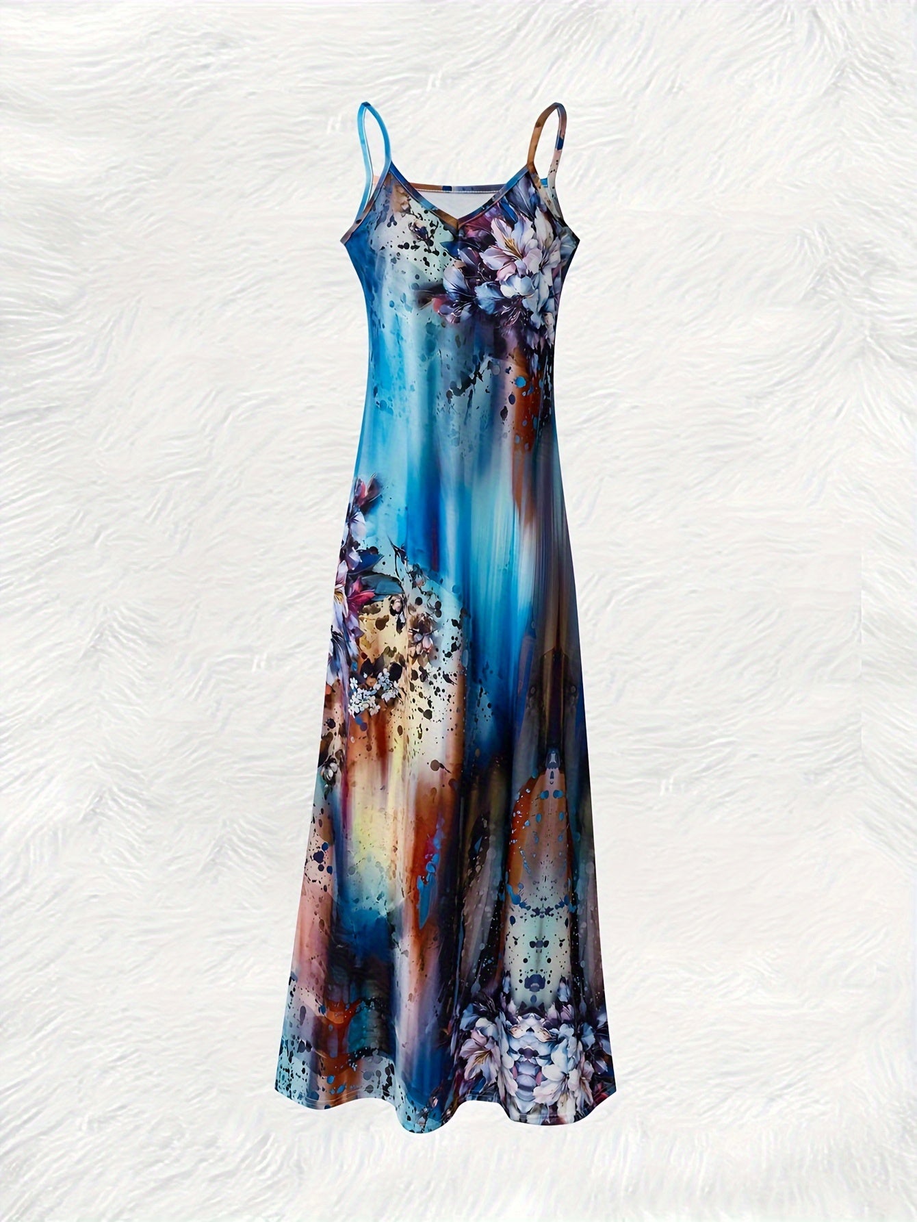 IKEARLAX Womens Ombre Floral Maxi Dress - Breezy Spaghetti Straps - Perfect for Beach Vacations and Summer Outings