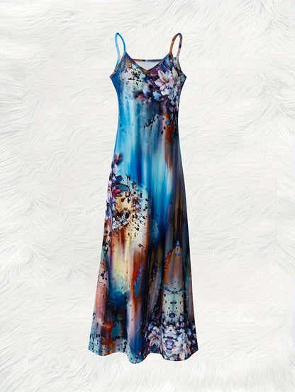 IKEARLAX Womens Ombre Floral Maxi Dress - Breezy Spaghetti Straps - Perfect for Beach Vacations and Summer Outings