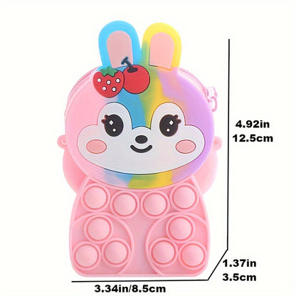 Adorable Rabbit Silicone Bag: Lightweight, Water-Resistant Jelly Purse with Zip Pocket & Lanyard - Perfect Cartoon Gift for Girls