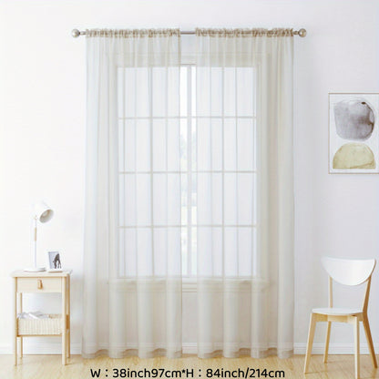 2pcs Sheer Curtain Voile Window Treatment Rod Pocket Curtain Panels For Kitchen, Bedroom And Living Room Home Decor