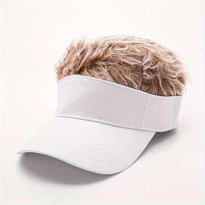 1pc Quirky Faux Hair Baseball Cap for Men - Sporty Non-Woven Design, Novelty Fashion Accessory for Everyday Wear - Perfect for Casual Outings and Outdoor Activities