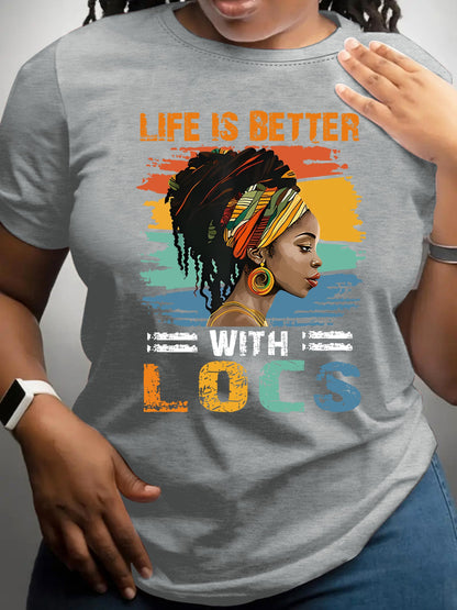 Vibrant Portrait Print T-Shirt - Soft Micro Elasticity Crew Neck Top with Positioning Printing - Comfortable Polyester Casual Wear for Women All Seasons