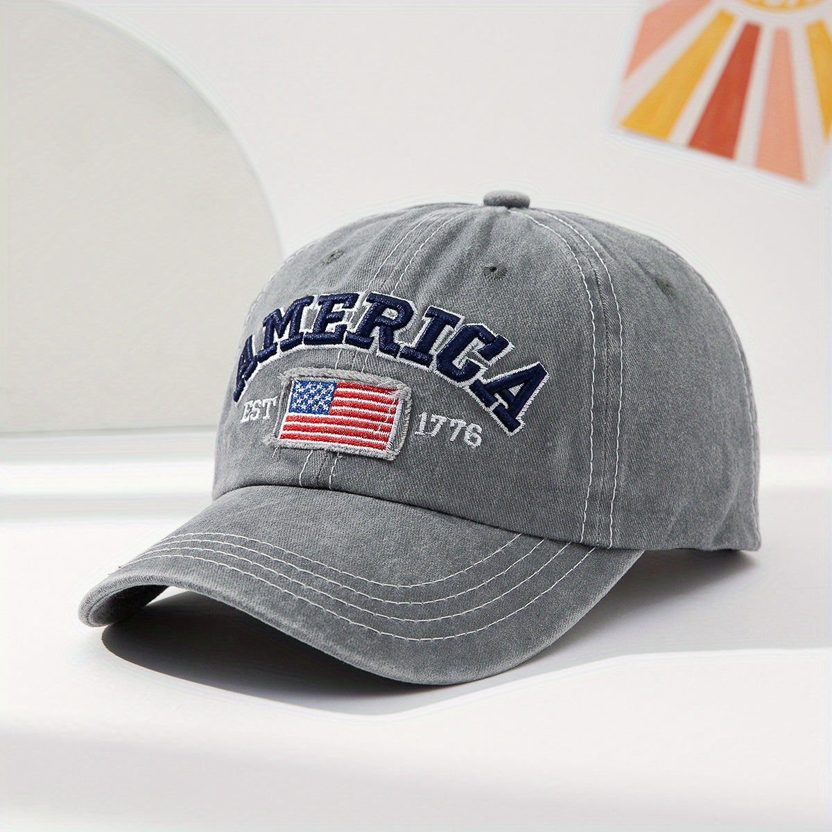 Premium Quality Embroidered National Flag Baseball Cap - Fashion-Forward European & American Style - Sun-Protective Casual Hat with Lettering - Perfect for Men and Women