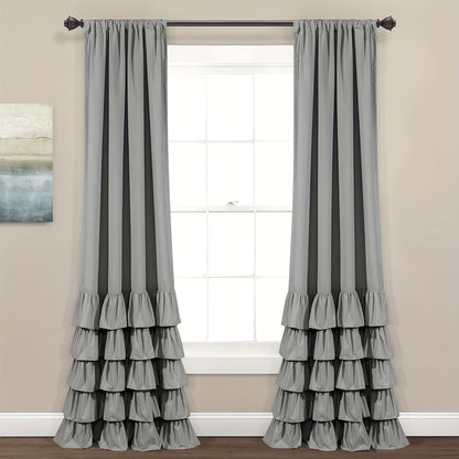 2pcs Heavy Duty Ruffle Curtains, Decorative Curtains For Living Room, Office Home Decor