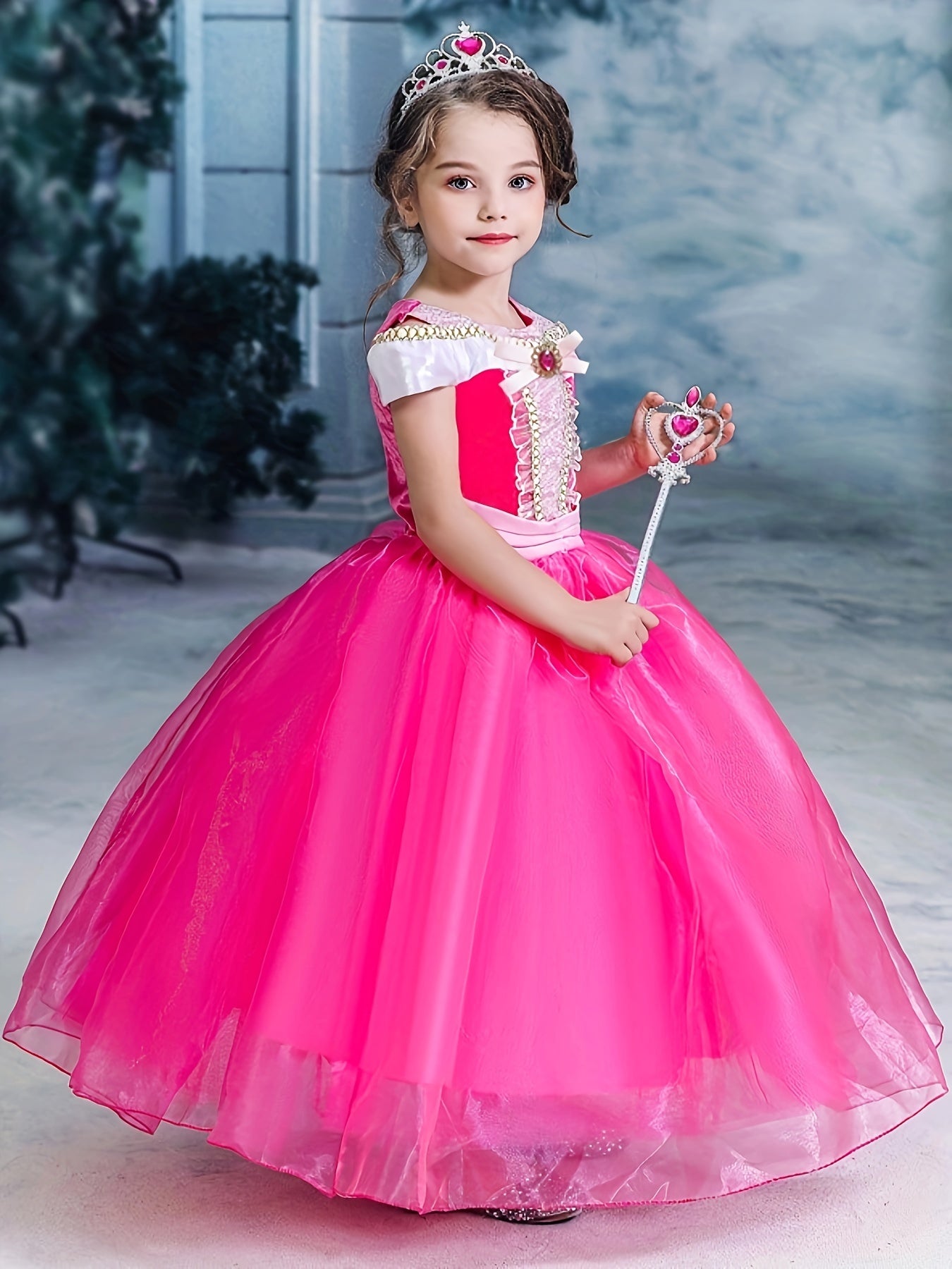 Girls Cute Round Neck Short Sleeve Mesh Hem Halloween Princess Dress Summer Kids Clothes mardi gras