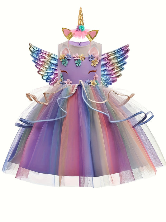 Mystical Unicorn Princess Tutu Dress - Sleeveless, Embroidery, Mesh, Party-Perfect, Performance-Ready Gift for Girls - Dreamy, Whimsical, and Enchanting