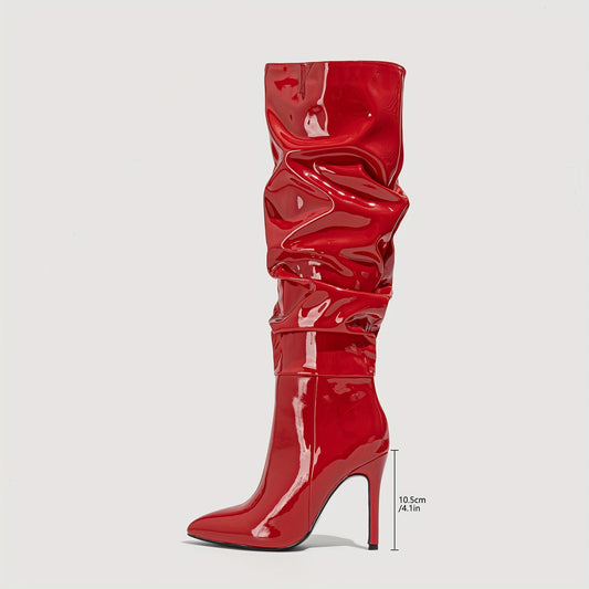 Chic & Elevated Winter Style: Sleek Pointed Toe Knee-High Stiletto Boots with Side Zipper – A Versatile Fashion Staple