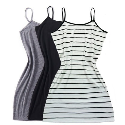 IKEARLAX 3-Pack Chic Summer Cami Dresses - Breathable, Lightweight Design with Adjustable Spaghetti Straps - Perfect for Casual Outings