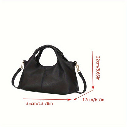 New Arrival  Vegan Leather Tote Bag - 35cm/13.78in x 22cm/8.66in x 17cm/6.7in, Zipper Closure, PU Leather with Soft Lining