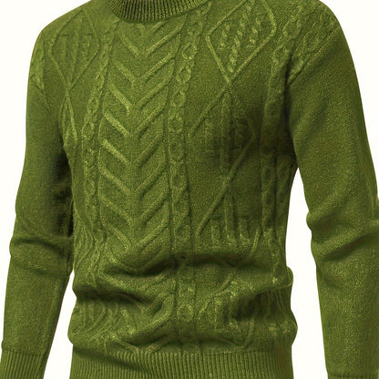 Stylish Solid Knit Pullover Sweater - Soft, Breathable, Mid-Stretch, Crew Neck, Long Sleeve, Casual Top for City Walk, Street Hanging, Outdoor Activities, Everyday Wear - Perfect for Men's Fashion