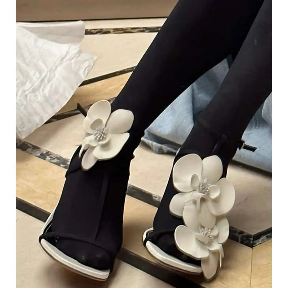 Flower Designer High Heels Fashion Female  Summer Slingback Sandals Women Brand Party Dress Shoes Pumps