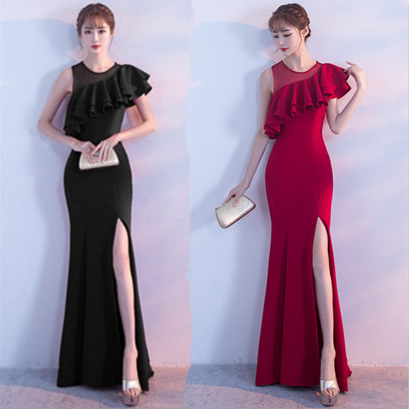 IKEARLAX  2018 Fashion New Sexy Wedding Evening Dress Women's Slim Fishtail Slimming Long Spring and Summer Dress