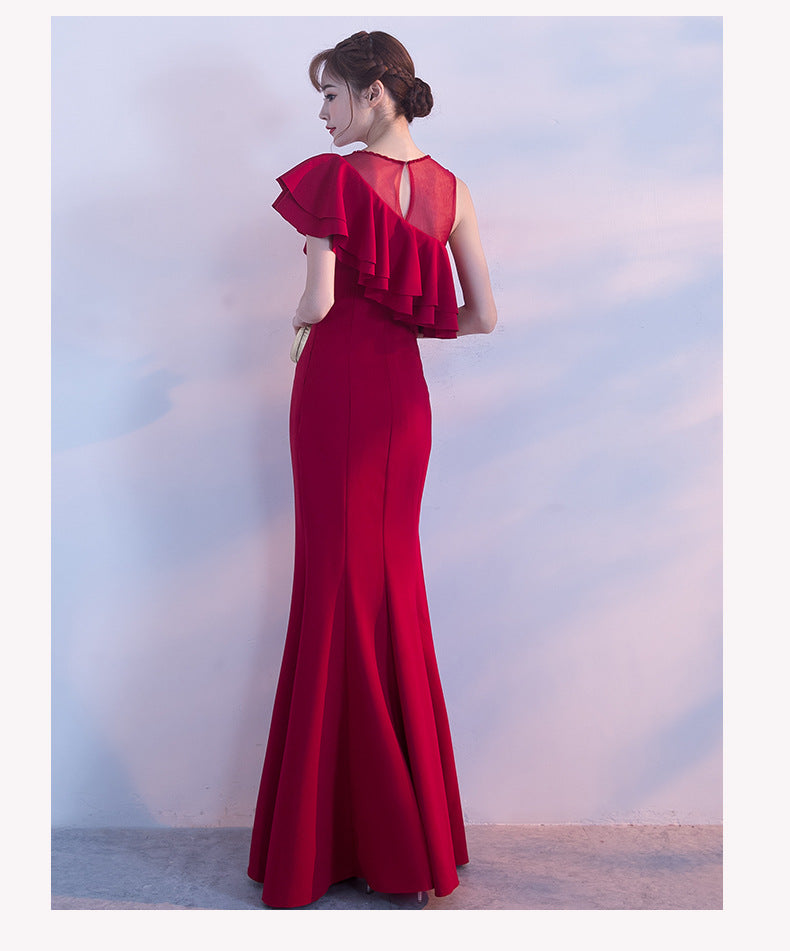 IKEARLAX  2018 Fashion New Sexy Wedding Evening Dress Women's Slim Fishtail Slimming Long Spring and Summer Dress