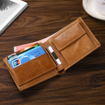 Hot Selling Retro Cowhide Men's Wallet Multi-Function Card Position Coin Purse RFID Anti-Theft Hot and New Wallet