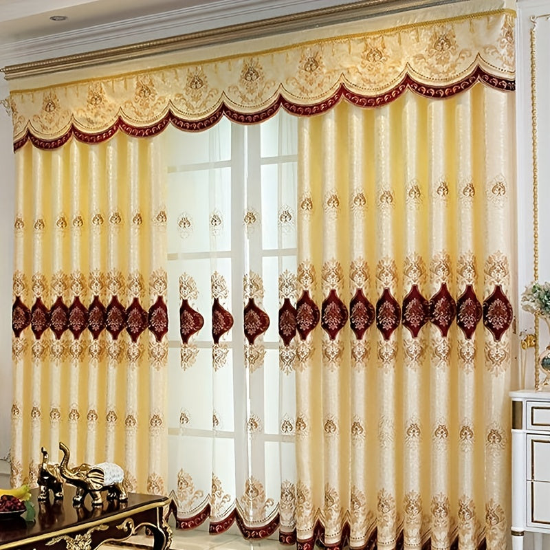 1pc Exquisite European-Style Embroidered Sheer Curtain - Soft, Stylish, and Airy Decor for Living Room, Bedroom, and Dorm Room - No Head Accessory Included