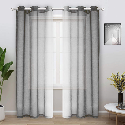 2pcs Gradient Color Sheer Curtains, Grommet Top Decorative Curtains, For Bedroom Living Room, Home Decoration, Room Decoration