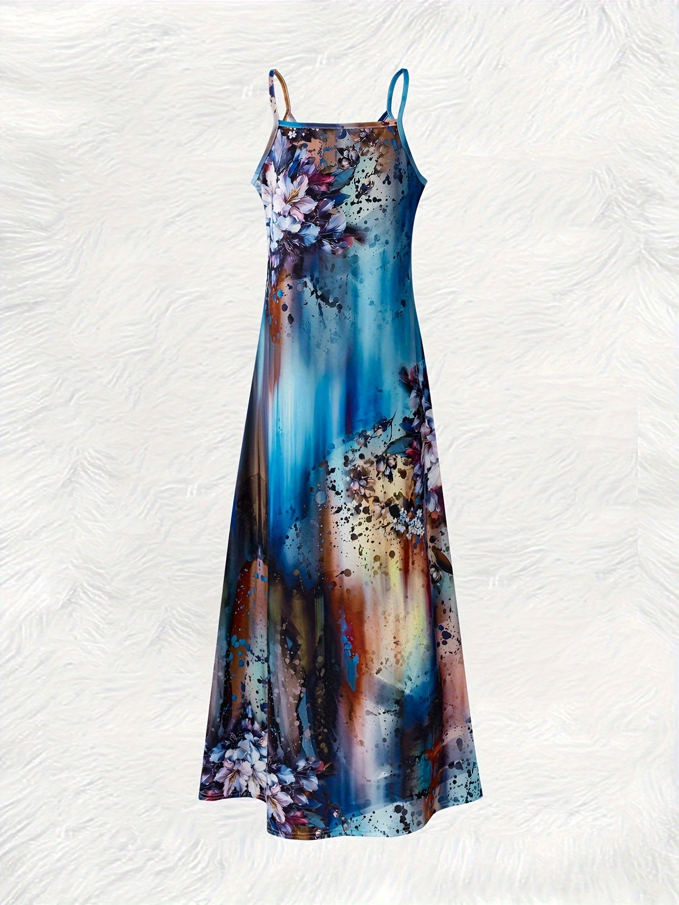 IKEARLAX Womens Ombre Floral Maxi Dress - Breezy Spaghetti Straps - Perfect for Beach Vacations and Summer Outings