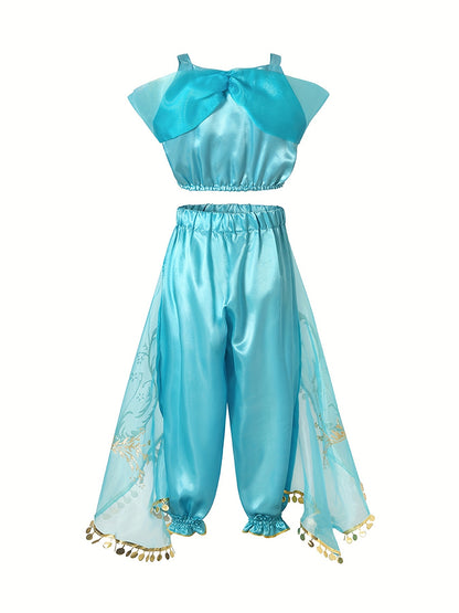 Stylish Latin Princess Dress Set, Girl's Dress Up For Carnival Halloween Birthday Gift Party Performance