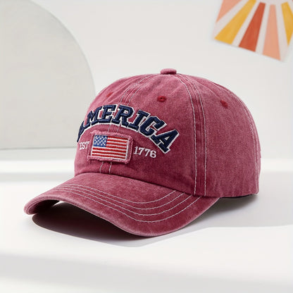 Premium Quality Embroidered National Flag Baseball Cap - Fashion-Forward European & American Style - Sun-Protective Casual Hat with Lettering - Perfect for Men and Women