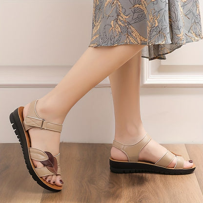 Comfy Leaf Decor Sandals - Open-Toe, Non-Slip, Ankle Strap, Casual Slingback Shoes with Soft Insoles for Summer - Breathable, Lightweight, Comfortable Walking Shoes for Women