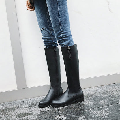 40414243 Large Size Shoes Knight Boots Winter below the Knee High Leg Boot HOTan and NEWn Foreign Trade Boots Chunky Heel Women's Genuine Leather Boots