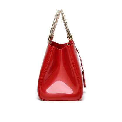 Chic Ladies Glossy Patent Leather Handbag - Stylish & Premium Quality - Everyday Fashion Accessory for Women