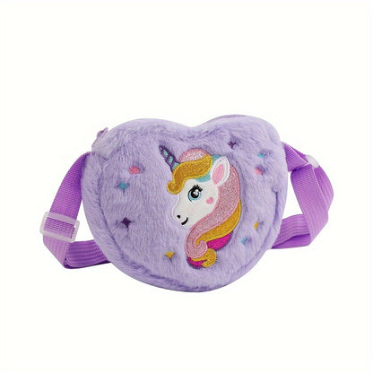 Adorable Plush Unicorn Shoulder Bag for Girls – Lightweight, Durable with Zip Pocket and Polyester Lining