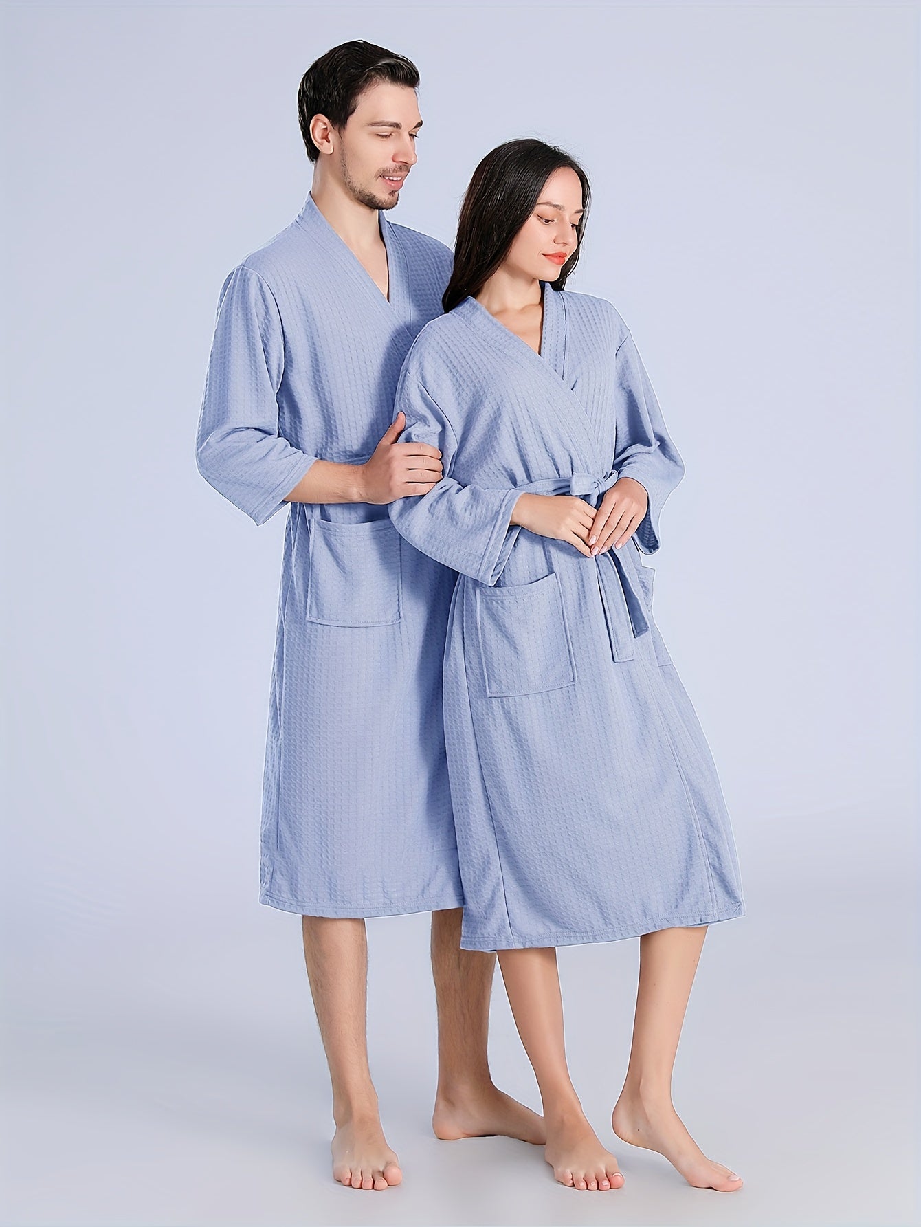 Men's Breathable Comfy Solid Color Thin Style Robe For Home Pajamas Wear Nightgown Sets After A Bath For Spring And Summer