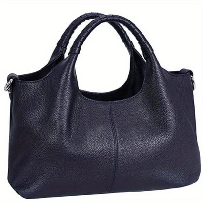 Brown Luxurious PU Leather Tote Bag - Perfect for Everyday Commuting and Shopping: Zip Closure, Removable Shoulder Strap