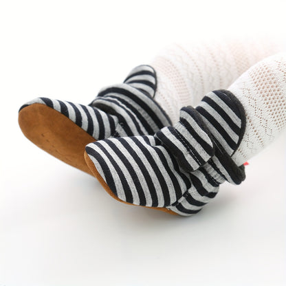 Adorable Baby Boys Warm Walking Shoes - Stylish Striped Design, Insulated for Ultimate Comfort, Perfect for Little Explorers Learning to Walk