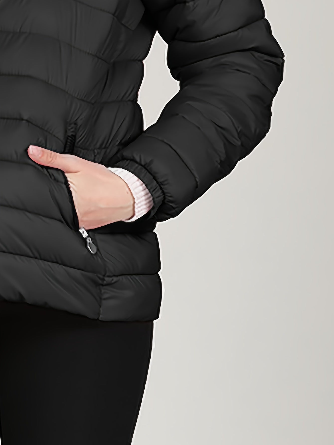 Cozy Fit Puffy Zip-Up Hoodie Coat - Cotton-Padded Jacket with Long Sleeves, Slant Pockets, Insulation for Fall & Winter - Women's Casual Outerwear for Cold Weather