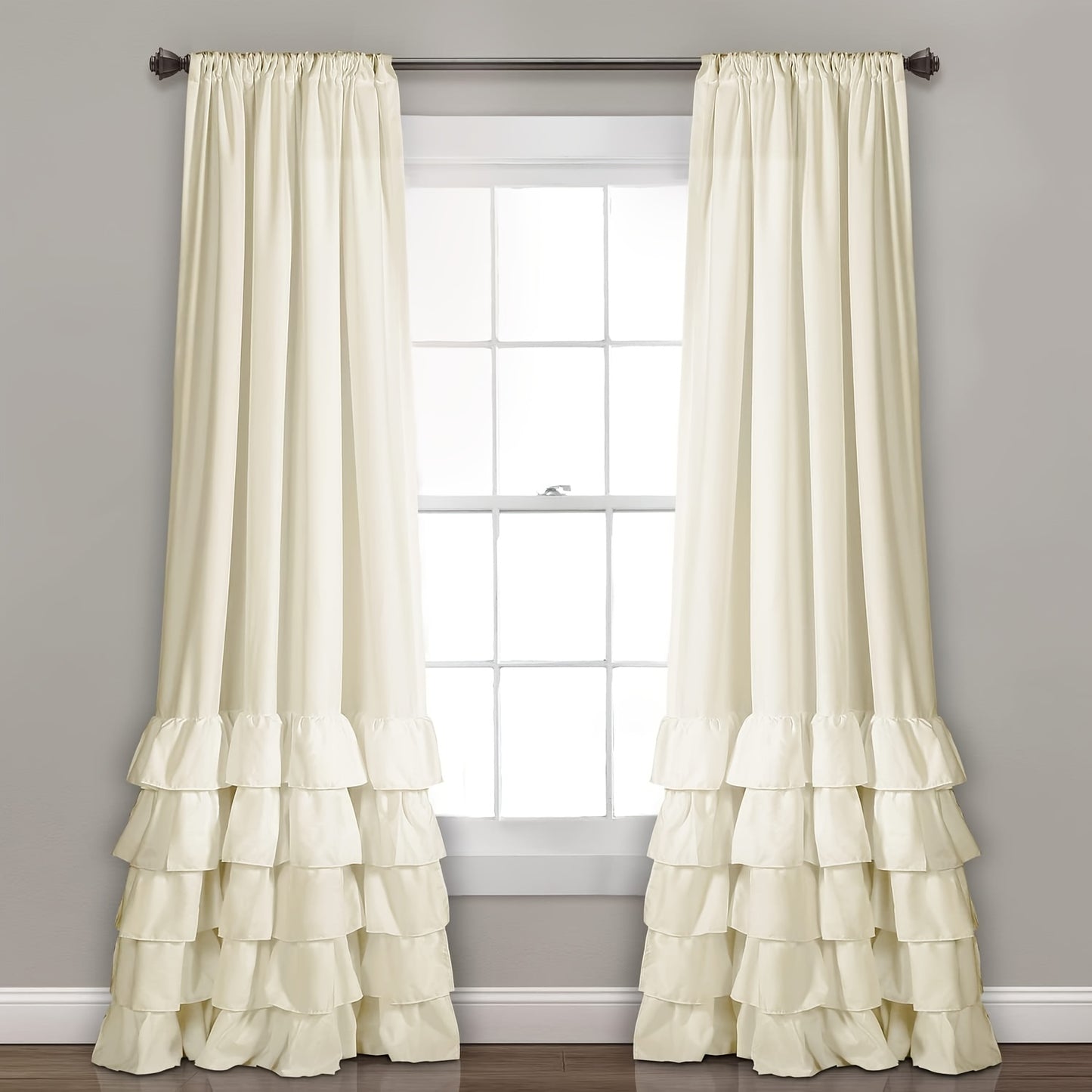 2pcs Heavy Duty Ruffle Curtains, Decorative Curtains For Living Room, Office Home Decor