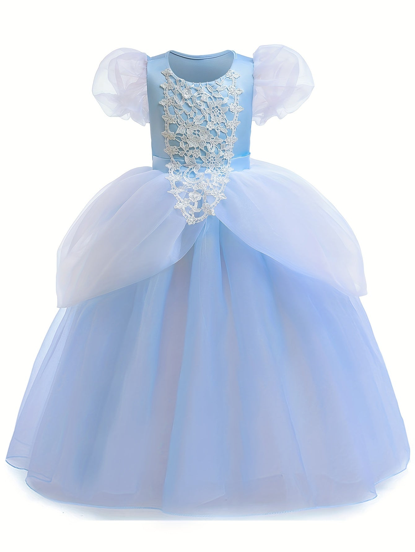 Charming Puff-Sleeve Princess Dress & Party Accessories Set - Perfect Gift for Girls' Birthdays & Performances