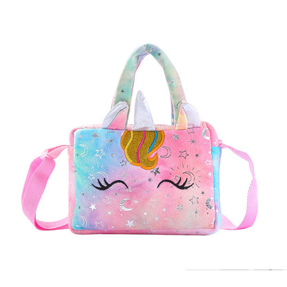 Playful Unicorn Embroidered Crossbody Bag for Girls - Lightweight, Fade-Resistant with Secure Zip Pocket