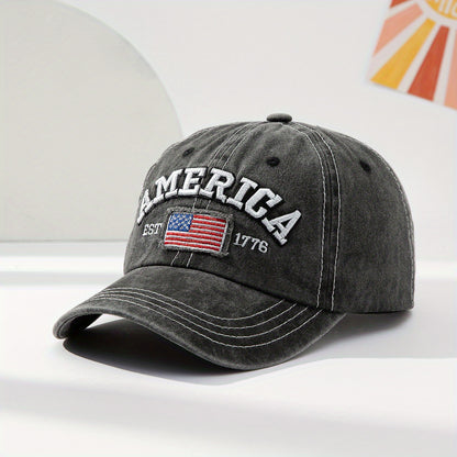 Premium Quality Embroidered National Flag Baseball Cap - Fashion-Forward European & American Style - Sun-Protective Casual Hat with Lettering - Perfect for Men and Women