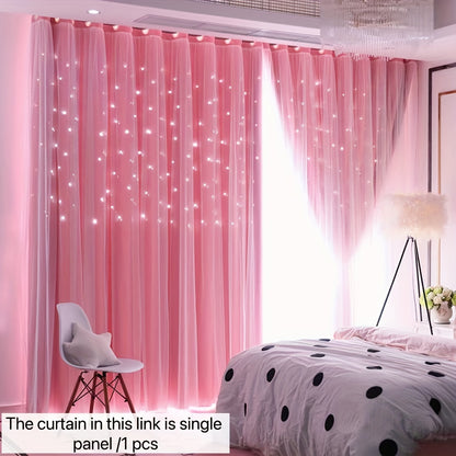 1-Panel Pink Blue Style Double-Layer Gauze Starry Sky Curtain - Panels for Living Room, Bedroom, Kitchen, Bathroom with Home Decor, Room Decor, and Insulation Function