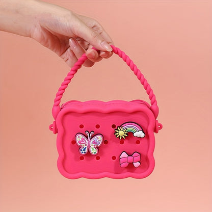 Bow Design Silicone Crossbody Tote for Girls Fashion Crossbody Bag Butterfly Style Cute Shoulder bag for parties The ideal gift for girls Mini Lipstick Cosmetics tote for special occasions and gifts