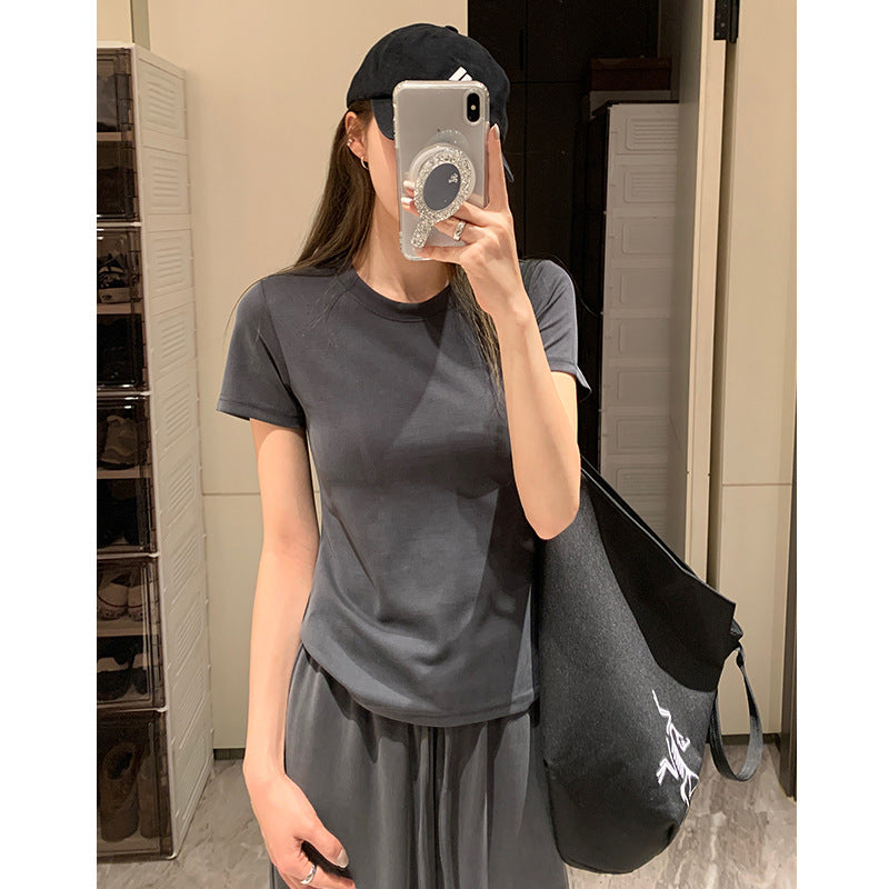 Nantao High-Grade Sports Suit Women's  New Younger Short Sleeve Casual Wear Wide-Leg Pants Lazy Two-Piece Suit