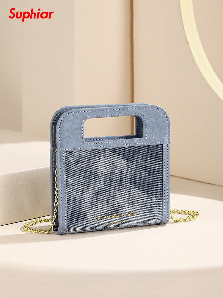 South Korea Same Style with Mall Wallet Women's High-Grade Chain Crossbody Folding Wallet Short Women's Wallet Ins Women