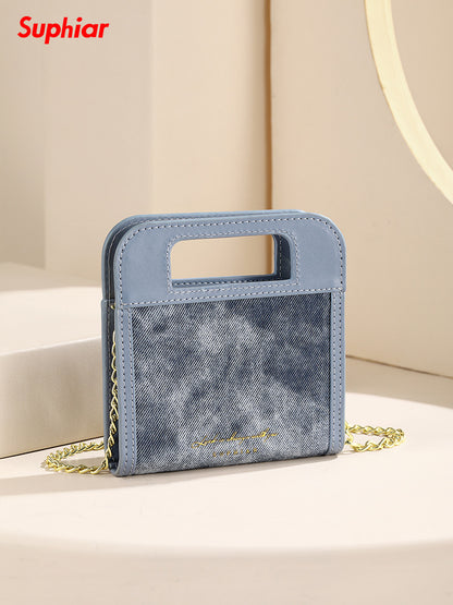 South Korea Same Style with Mall Wallet Women's High-Grade Chain Crossbody Folding Wallet Short Women's Wallet Ins Women