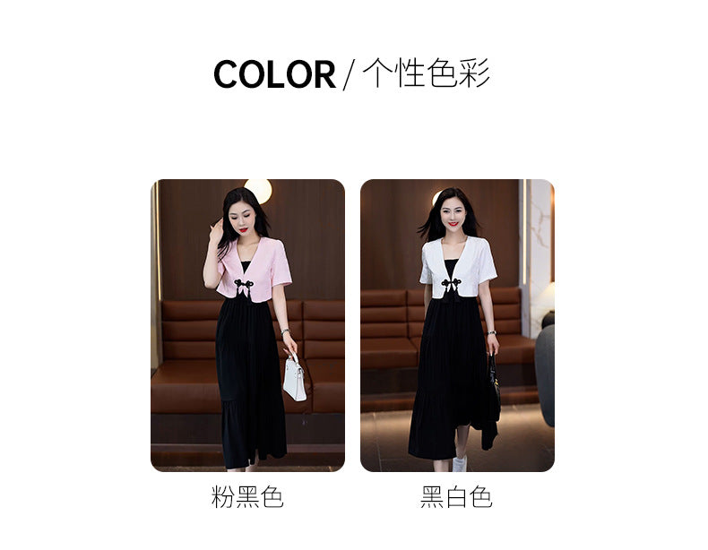 5618 New Chinese Style Light National Style Inner Wear Dress Suit  Summer Slim Slimming Dress Women's Summer Two-Piece Set